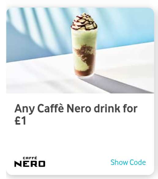 Get any barista‑made drink for £1 at Caffè Nero via VeryMe Rewards