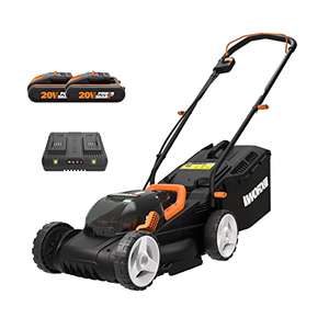WORX Cordless Lawn Mower with 2 x 20 V Batteries, 34cm, WG779E.2 (Usually dispatched within 1 to 2 months) £179.99 @ Amazon