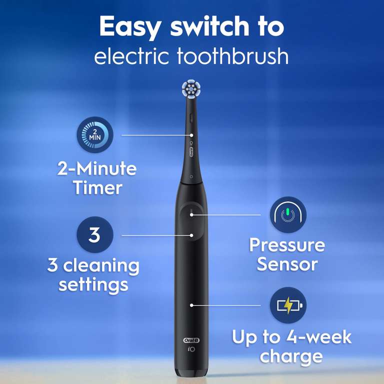 Oral-B iO2 Electric Toothbrush Night Black with 3D White Toothpaste ...