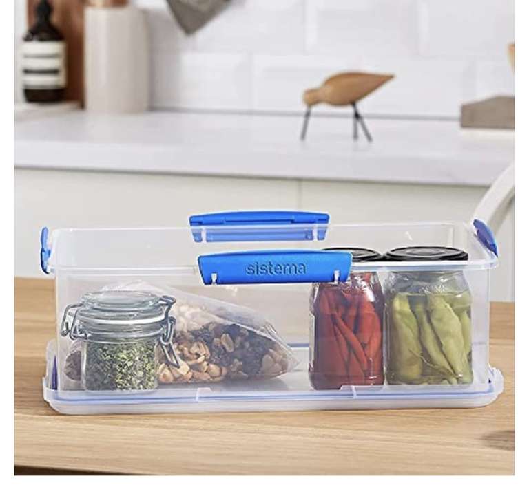 Sistema KLIP IT Food Storage Container | 7 L | Stackable & Airtight Fridge/Freezer Food Box with Lid | Blue Clips £4.08 @ Amazon