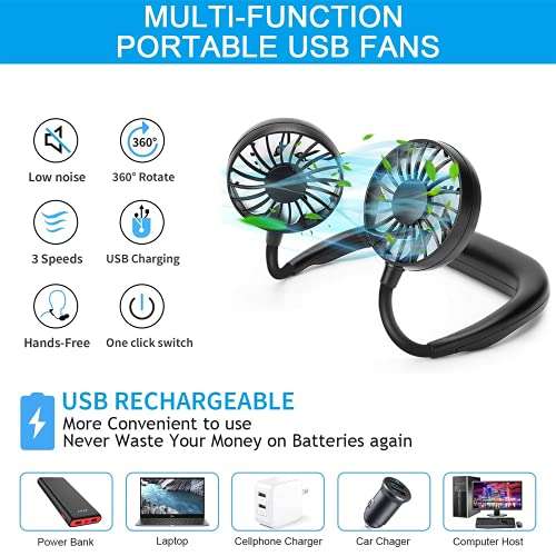 Portable Neck Fan Rechargeable Hanging Neck Fans - Sold by BENPEN UK