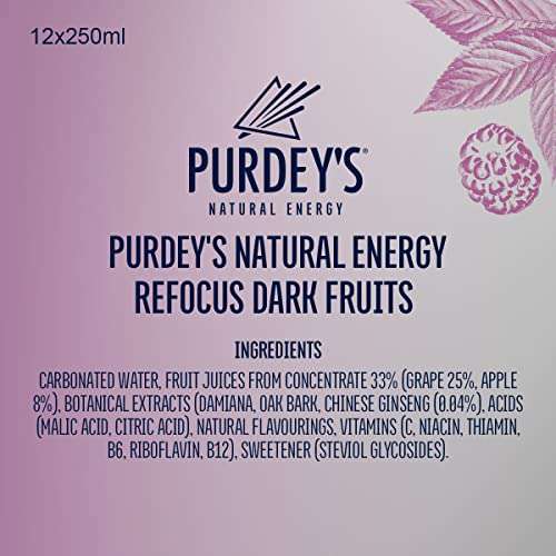 Purdey's Refocus 12 x 250ml Cans £7.50 / £6.75 Subscribe and Save + 20% voucher on 1st Sub and save @ Amazon