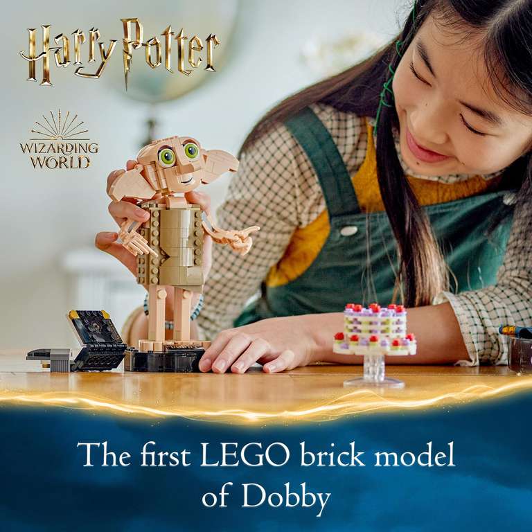 LEGO 76421 Harry Potter Dobby the House-Elf Set, Movable Iconic Figure Model, Toy - with voucher