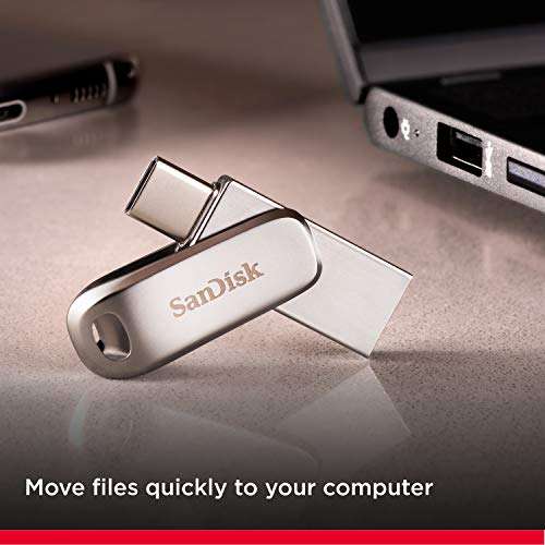 SanDisk Ultra 128GB Dual Drive Luxe Type-C and Type-A 150MB/s USB 3.1 Gen 1 , Silver