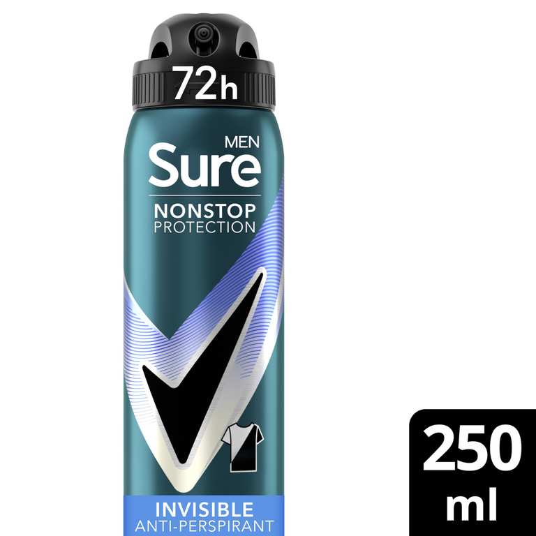 Sure Men Nonstop Protection Invisible Ice Fresh Deodorant 250ml photo 2