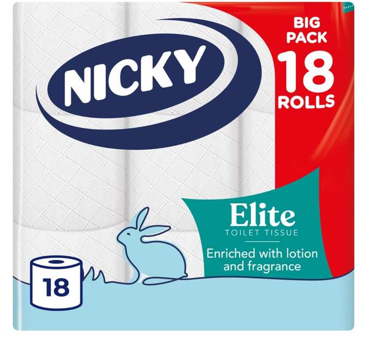 Nicky 18 pack Elite Scented Toilet Paper 3-ply Toilet Tissue - In Store Feltham