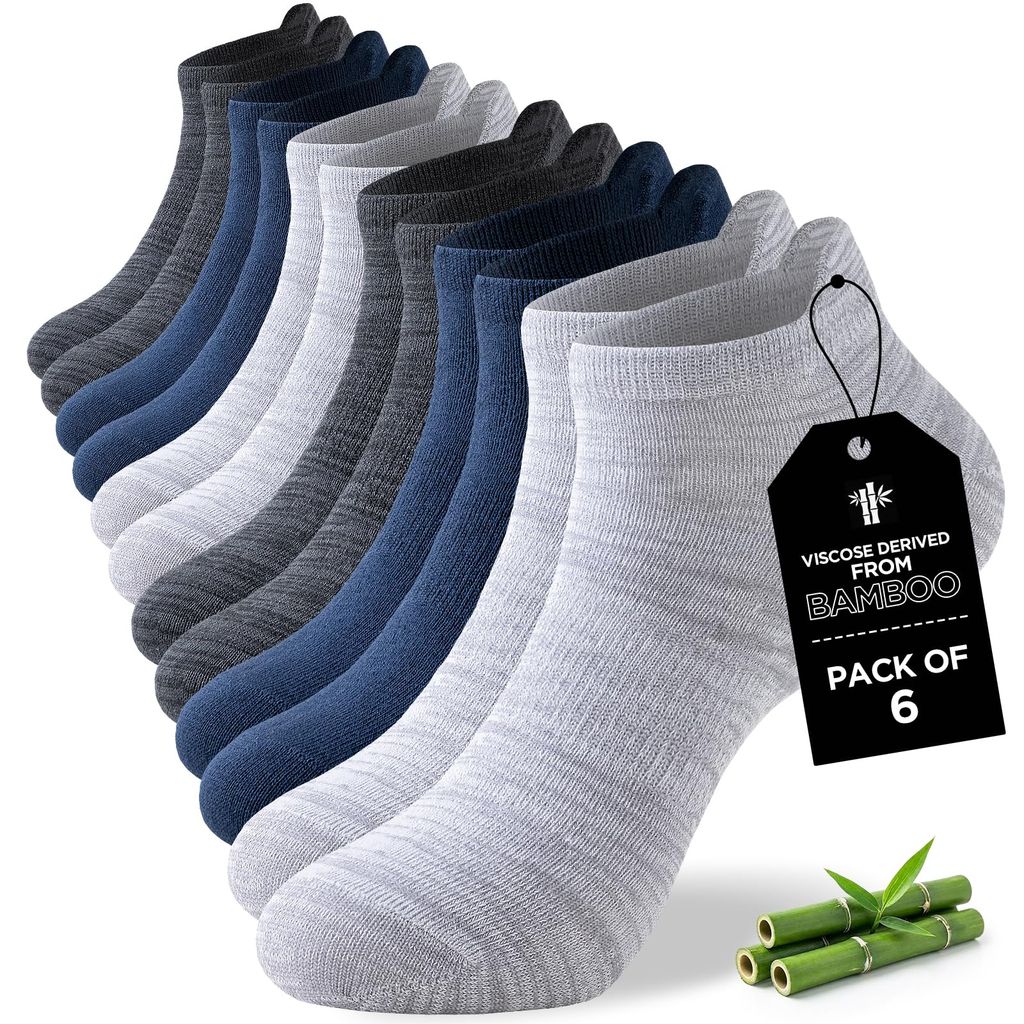 Niorasen Bamboo Trainer Socks for Men and Women 6 Pairs (Sizes: UK 5-8, 9-11, 12-15) - Sold by Niorasen Direct - UK FBA