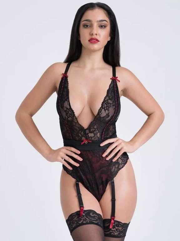 Lovehoney Twilight Rose Black Lace Suspender Body - £9.90 (limited sizes) free delivery with code @ Lovehoney