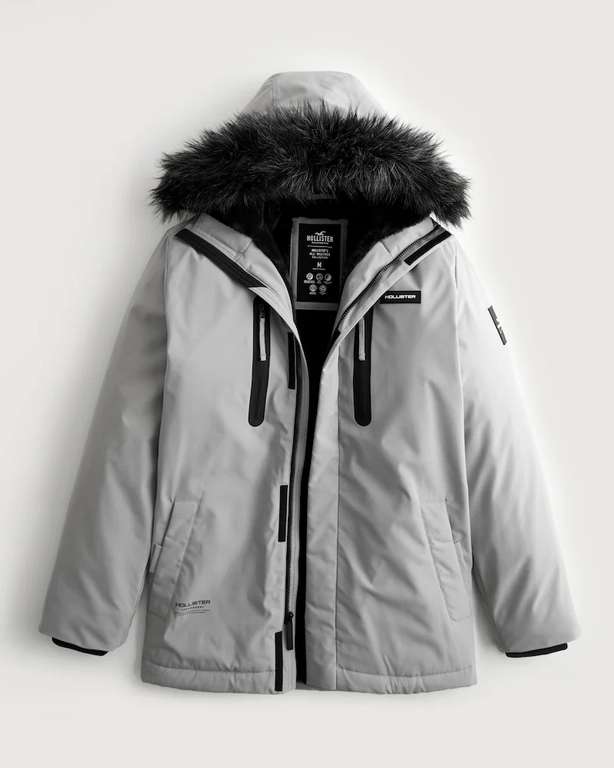 Faux Fur-Lined All-Weather Parka Grey (XS, S & M), Black (XXL) & White (XL) - £34.98 (Hollister House Rewards members) @ Hollister