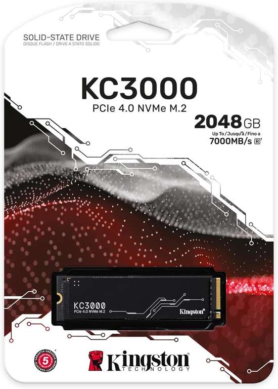 2TB - Kingston KC3000 PCIe 4.0 NVMe M.2 SSD , up to 7,000/7,000MB/s R/W - £141.49delivered @ Ballicom