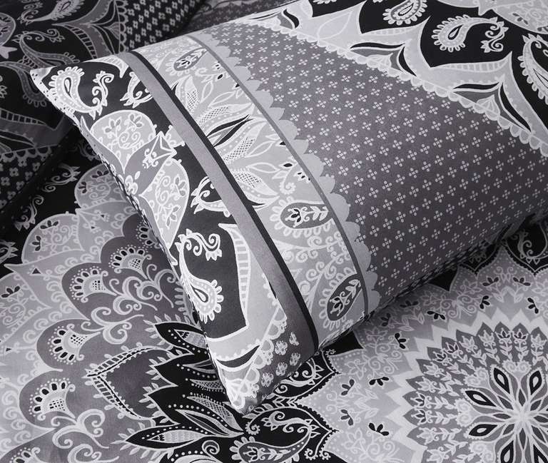 Sleepdown Double Duvet Reversible Bedding Set and Pillowcases, Cotton, Grey - Sold & Fulfilled by Sleepdown_