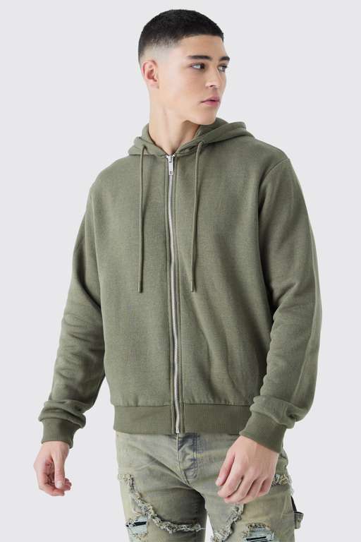 Boxy Zip Hoodie for Men at boohooMAN - Save Extra 15% + Free Delivery ...