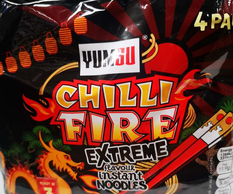 Chilli Fire Instant Noodles 4 pack 99p @ Home Bargains Belle Vale