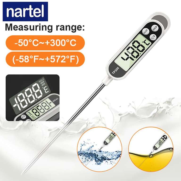 Nartel Cooking Thermometer, Digital Food Thermometer/Instant Read Probe/Auto Off(Battery Inc)£2.99 Sold By MrKayLimited Dispatched by Amazon
