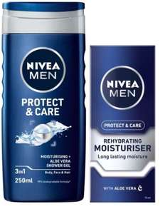 NIVEA MEN Protect & Care Duo, Rehydrating Moisturiser 75ml + Shower Gel 250ml - available separately too 99p & £4.37 -free click & collect