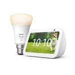 Echo Show 5 (3rd generation) | White + Philips Hue White Smart Light Bulb LED (B22), Works with Alexa - Smart Home Starter Kit