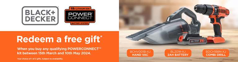 Redeem a free gift with qualifying POWERCONNECT 18V purchase From Black and Decker - participating retailers