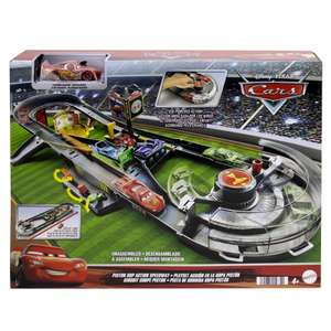 Mattel Disney and Pixar Cars Track Set, Piston Cup Action Speedway Playset with 1:55 Scale Lightning McQueen Die-Cast Toy Car