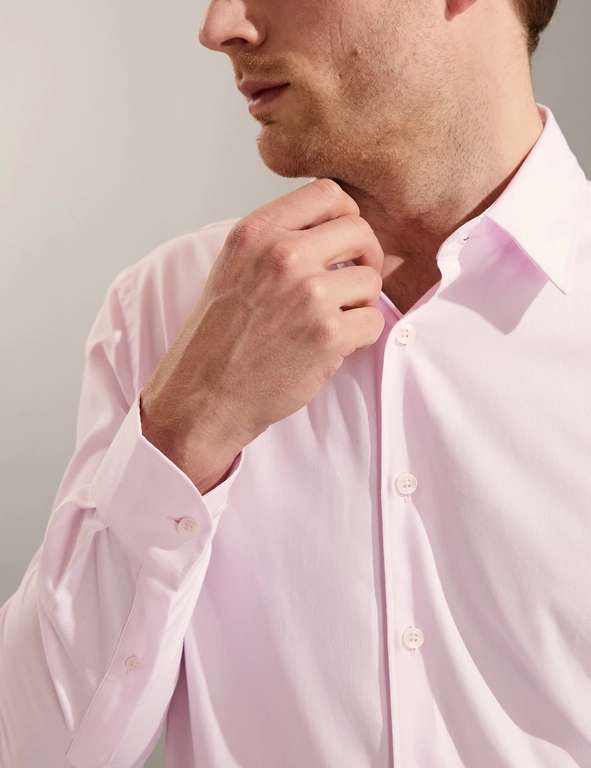 JAEGER Regular Fit Pure Cotton Shirt (Pale Pink) - £14 (Free Click & Collect) @ Marks & Spencer