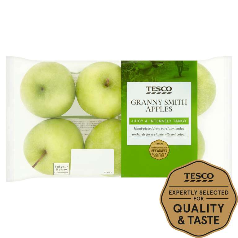 Tesco Granny Smith Apple Minimum 5 Pack - £1.10 Clubcard Price @ Tesco