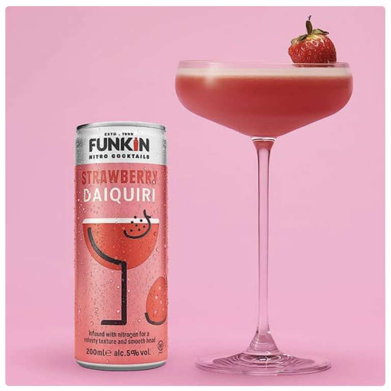 12 x Funkin Strawberry Daiquiri Cocktails 200ml Nitro Cans (£25 Minimum Spend For Delivery)