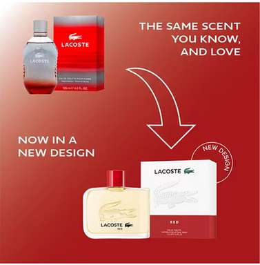 Lacoste Red Eau de Toilette Spray EDT 125ml (New Design, Same Scent)
