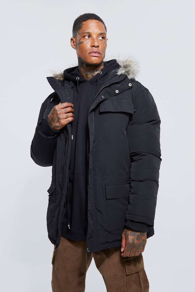 Men’s Faux Fur Hooded Artic Parka £35 + £1 delivery with code ...