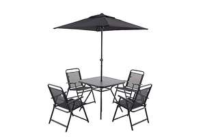 Bahama Black Metal 4 seater Dining set with Black Parasol + 20% discount applied at checkout + free C&C