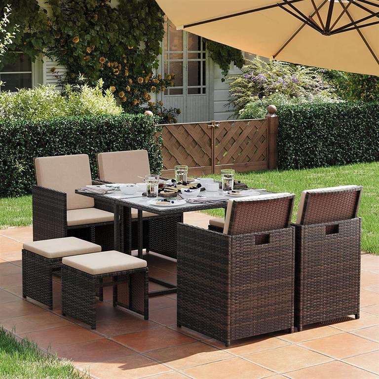 SONGMICS 9 Piece PE Rattan Outdoor Furniture Set - £299 Delivered with Code @ Songmics