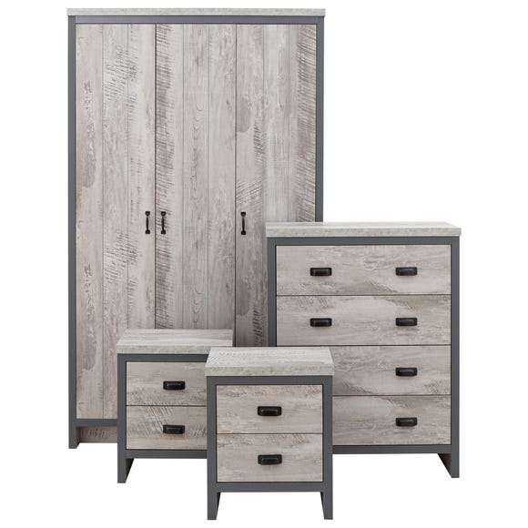 Boston 4 Piece Bedroom Set - 3 door wardrobe, 4 drawer storage chest & pair of 2 drawer bedside tables £367.20 @ Dunelm - delivery £9.95