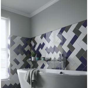 Cosmopolitan Flat Metro Ceramic Wall Tile in Grey, Black or Cream - 200mm x 100mm - Free Click & Collect