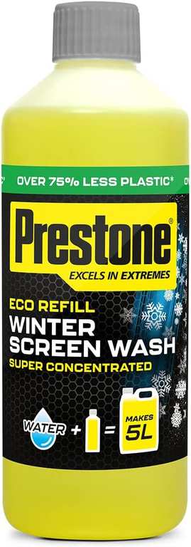 Prestone Eco Refill Winter Screenwash (-10C) Concentrate, 500ml, Makes 5L / Summer Screenwash Same Price - Discount at Checkout (£2.56 S&S)