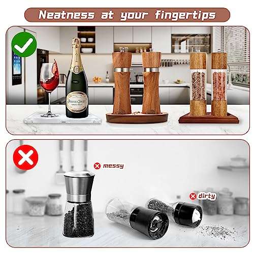Salt and Pepper Mill Tray,Oak Wood Sold by CHENYIMEI FBA
