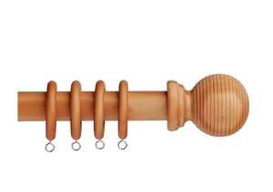 Argos Home 1.2m Grooved Ball Wooden Curtain Pole - Natural - £8 (Free Click & Collect) @ Argos
