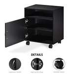 FITUEYES Printer Stand Wood Black Desk Side Mobile 1 Open 2 Closed Storage with Wheels with voucher. Sold by fitueyes-eu FBA