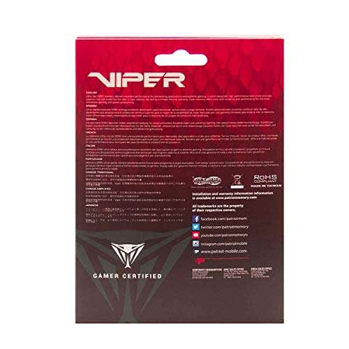 Patriot Viper 4 Series DDR4 2x16GB (Red) 3200MHz CL16 | (Blackout) 3600MHz CL18 £54.99 Sold by Patriot Memory UK / FBA