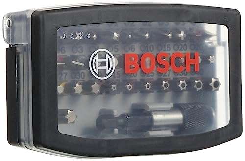 Bosch Professional 32 pc Screwdriver Bit Set Extra Hard (PH-, PZ-, Hex-, T-, TH-, S-Bit, Accessories Rotary Drill & Screwdriver) £9 @ Amazon