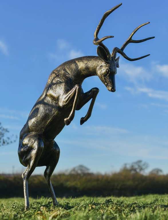 Cast Aluminium Rutting gold deer Stag Sculpture