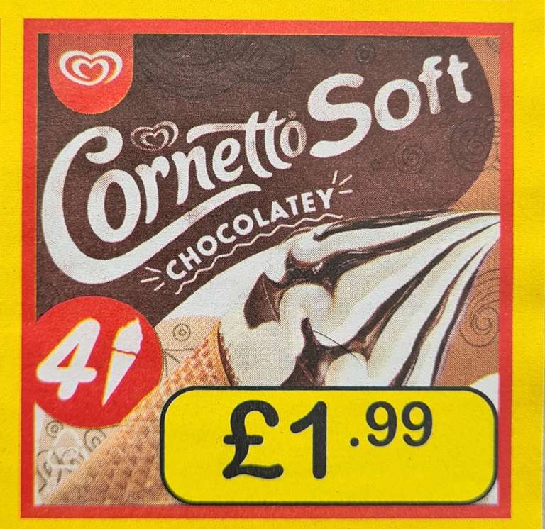 Cornetto Soft Chocolatey Ice Cream Cone 4pk