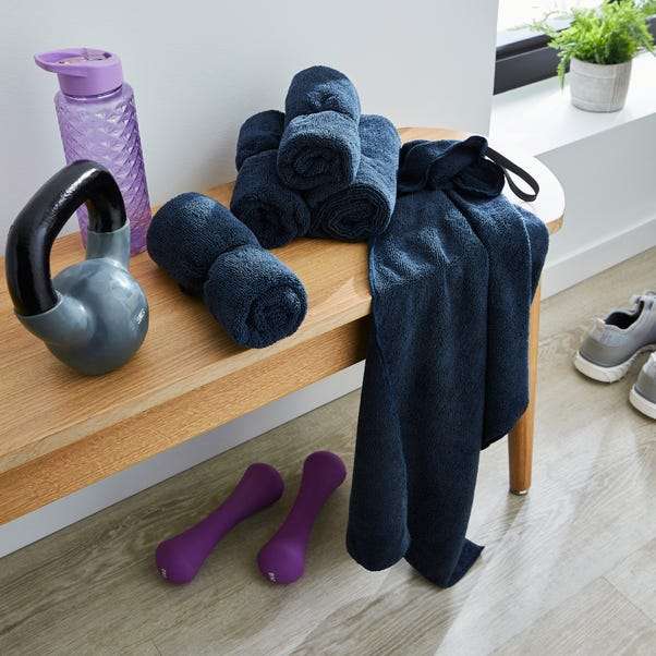 Set of 5 Gym Towels (Navy OR Grey) + Free Click & Collect