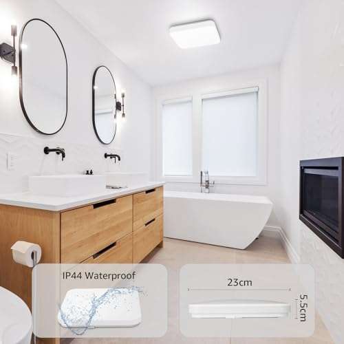 Lepro Ceiling Light 24W, 2400lm Super Bright Square LED Ceiling Light, Daylight White 5000K, IP44 Waterproof W/ Voucher Sold by Lepro UK FBA