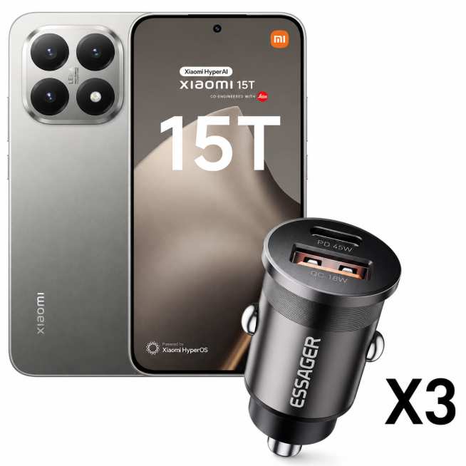 Xiaomi 15T 5G 12+256GB EU Version with EU Plug 6.83“ 120Hz AMOLED + Add On item e.g 3 x Car Chargers With Code Xiaomi Tech World (UK Del.)