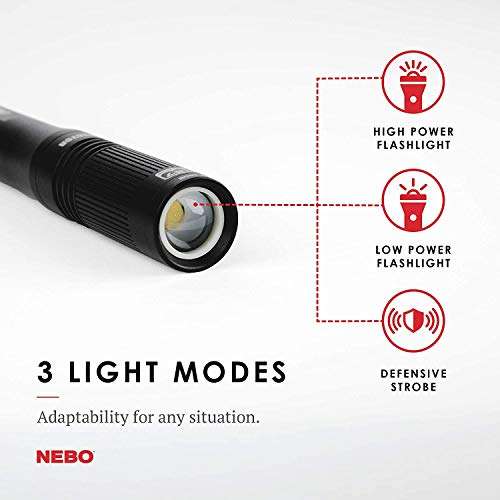 NEBO Inspector, Powerful Waterproof Pocket Light, Three Light Modes, Adjustable Zoom, Impact Resistant - £7.99 @ Amazon