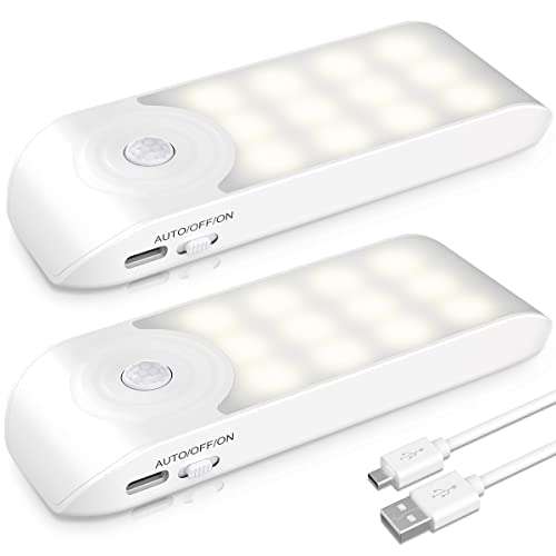 ANOPU Motion Sensor Lights Indoor, 2 Pack USB Rechargeable Stick on Lights £11.18 Sold by Handsome Products and Fulfilled by Amazon