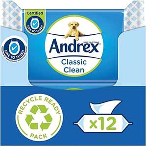 Andrex Classic Clean Washlets, Flushable Toilet Tissue Wet Wipes with Micellar Water, 36 Count ( Pack of 12) - £9.69 S&S