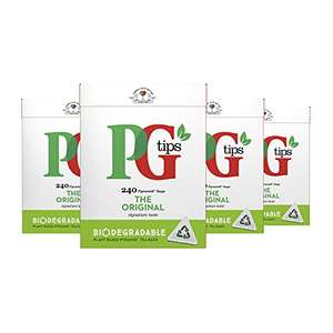 PG tips Original pyramid Biodegradable tea bags, 240 x4 pack, £14 / £13.30 / £9.80 with Sub & Save + 15% Voucher on 1st S&S @ Amazon