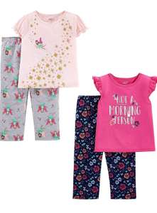 Simple Joys by Carter's Girls' 4-Piece Fleece Pyjama Set (Short-Sleeve Poly Top & Fleece Bottom) Age 2 Years
