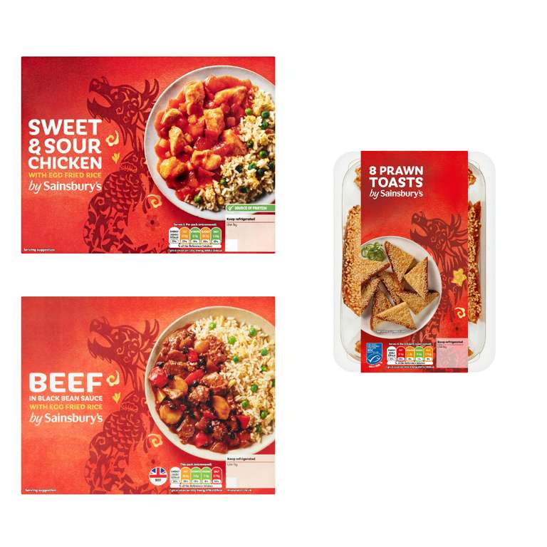 Lunar New Year Meal Deal for 2 (2 Mains + 1 Side) - £6.50 @ Sainsbury's