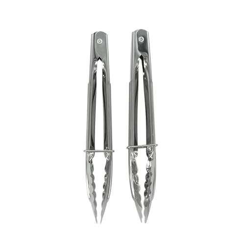 Fackelmann Stainless Steel Kitchen Tongs, Set of 2 with Locking Function, 18cm, Silver