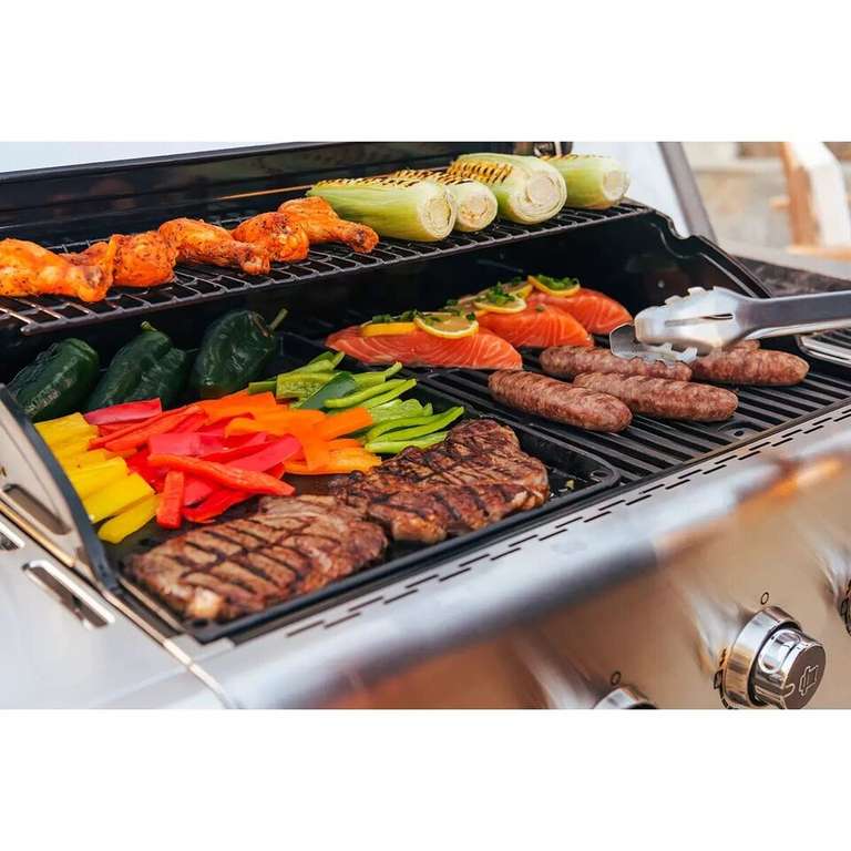 Nexgrill Revelry 4 Burner Stainless Steel Gas BBQ + Gourmet Plus Griddle Insert, Smoker Tray + Cover
